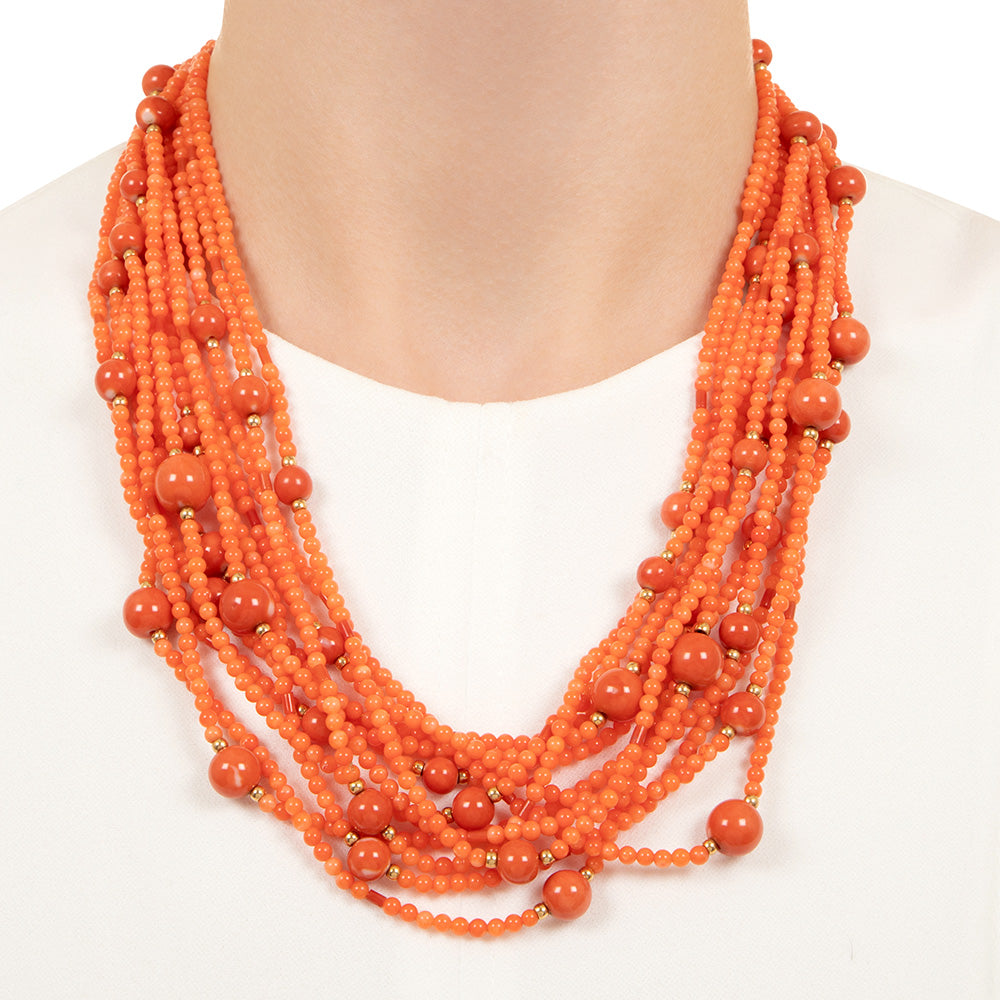 Estate Multi-Strand Coral Necklace - 3