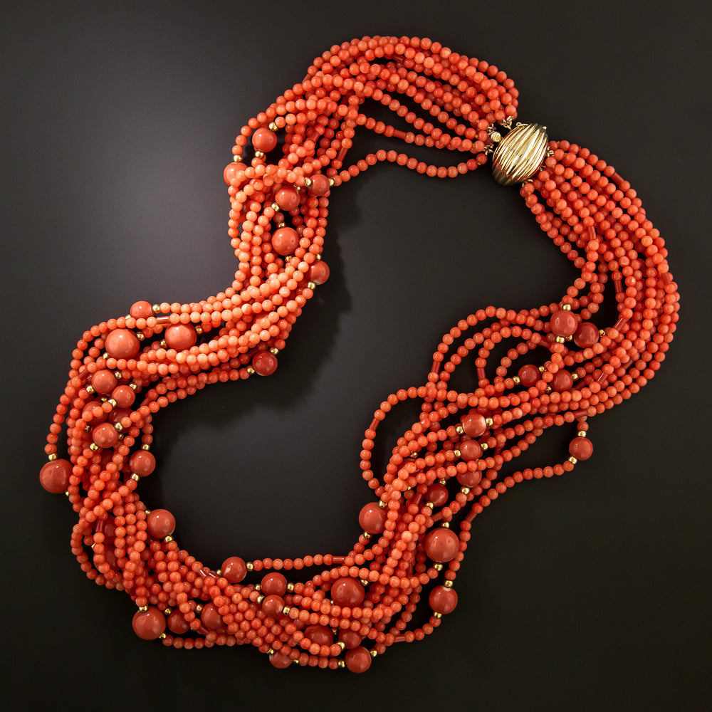Estate Multi-Strand Coral Necklace - 2