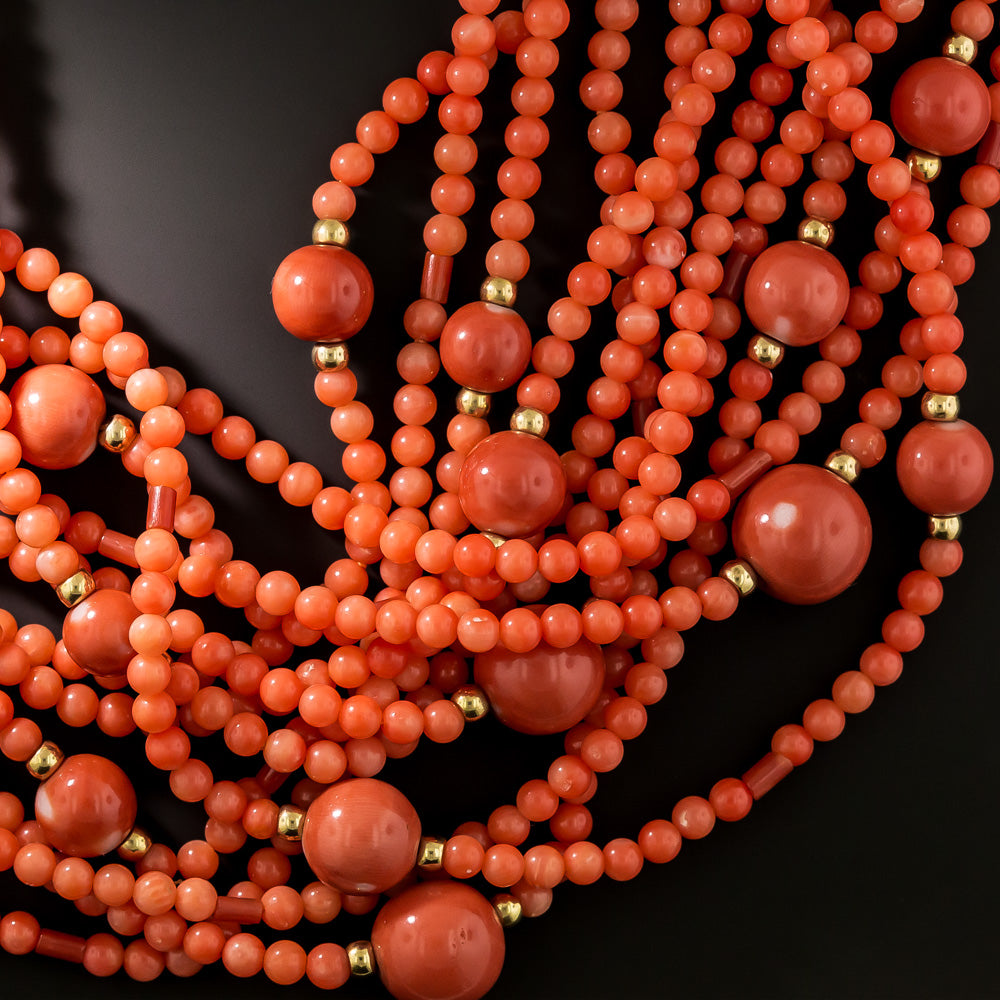 Estate Multi-Strand Coral Necklace - 3