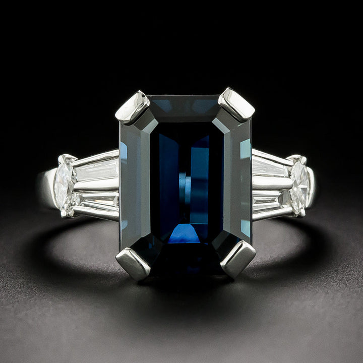 Estate No-Heat 8.58 Carat Sapphire and Diamond Ring - GIA