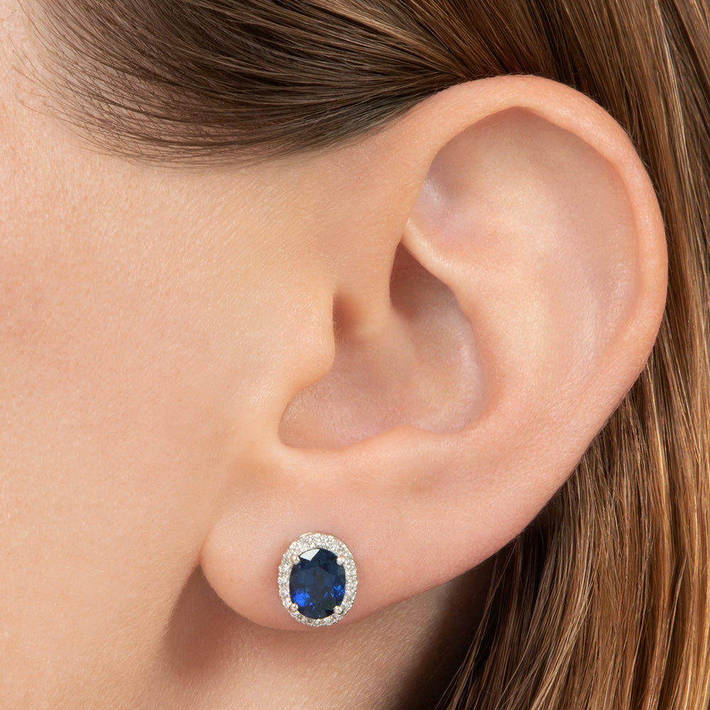 Estate No-Heat Sapphire and Diamond Halo Earrings - GIA - 5