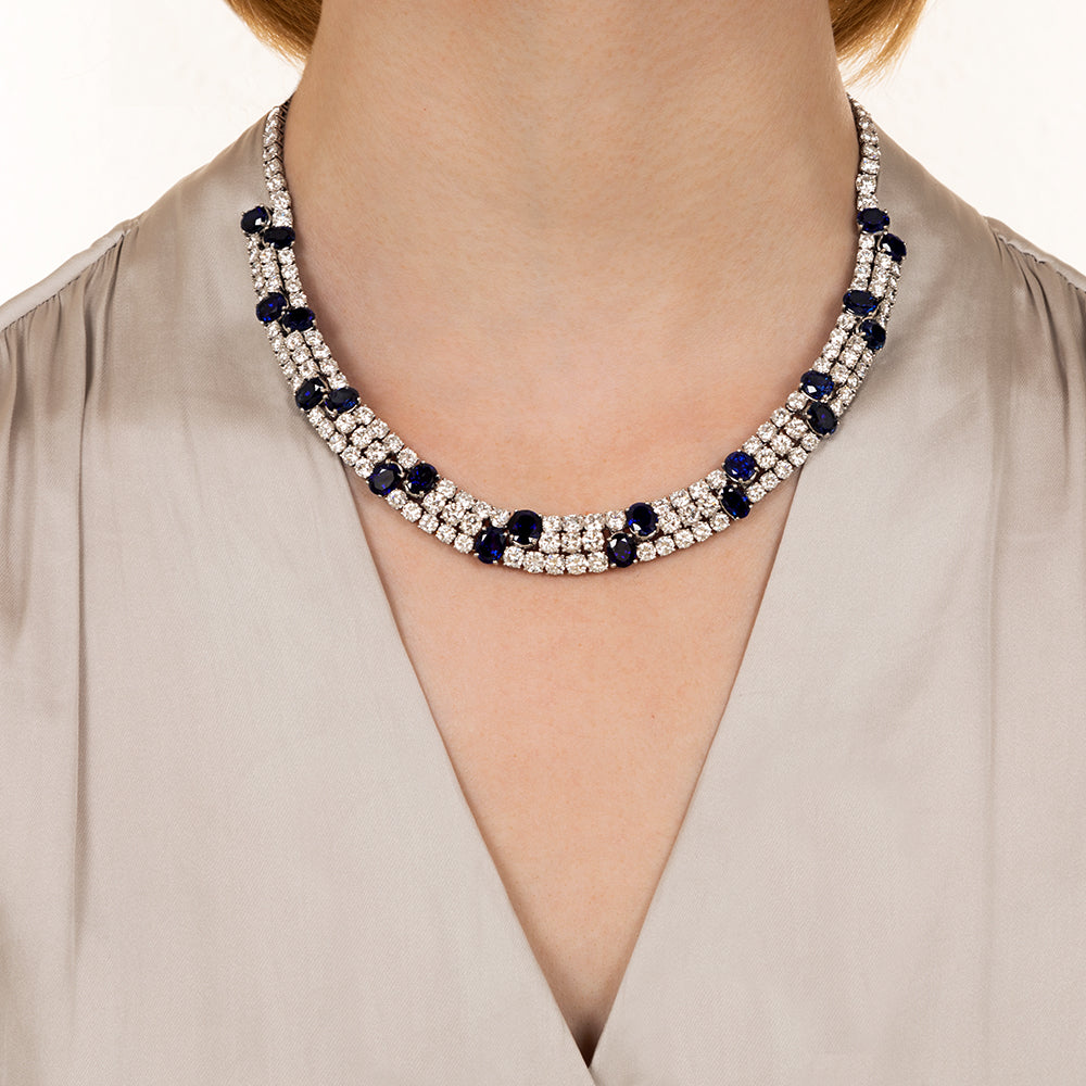 Estate No-Heat Sapphire and Diamond Necklace - 6