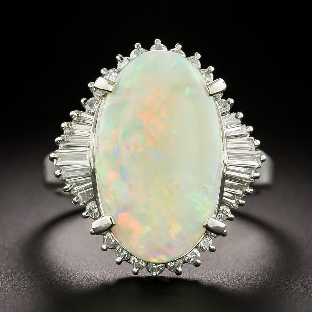 Estate Opal and Diamond Ballerina Ring - 2