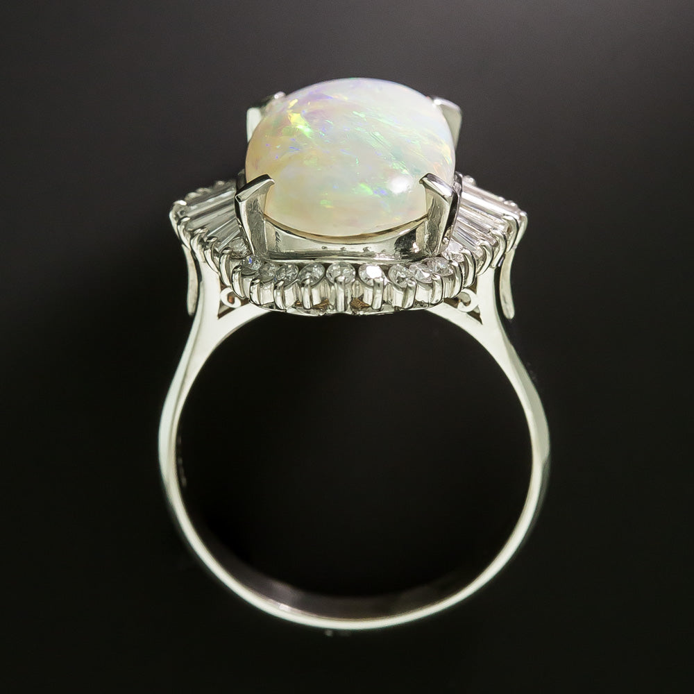 Estate Opal and Diamond Ballerina Ring - 4