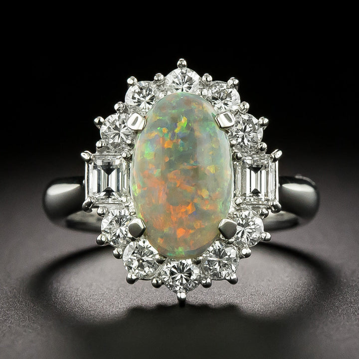 Estate Opal and Diamond Halo Ring