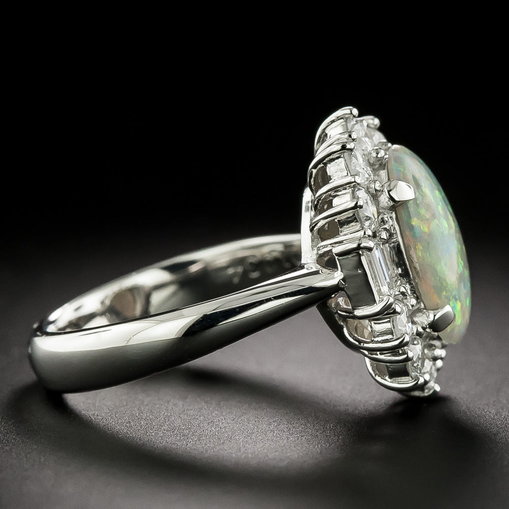 Estate Opal and Diamond Halo Ring - 4