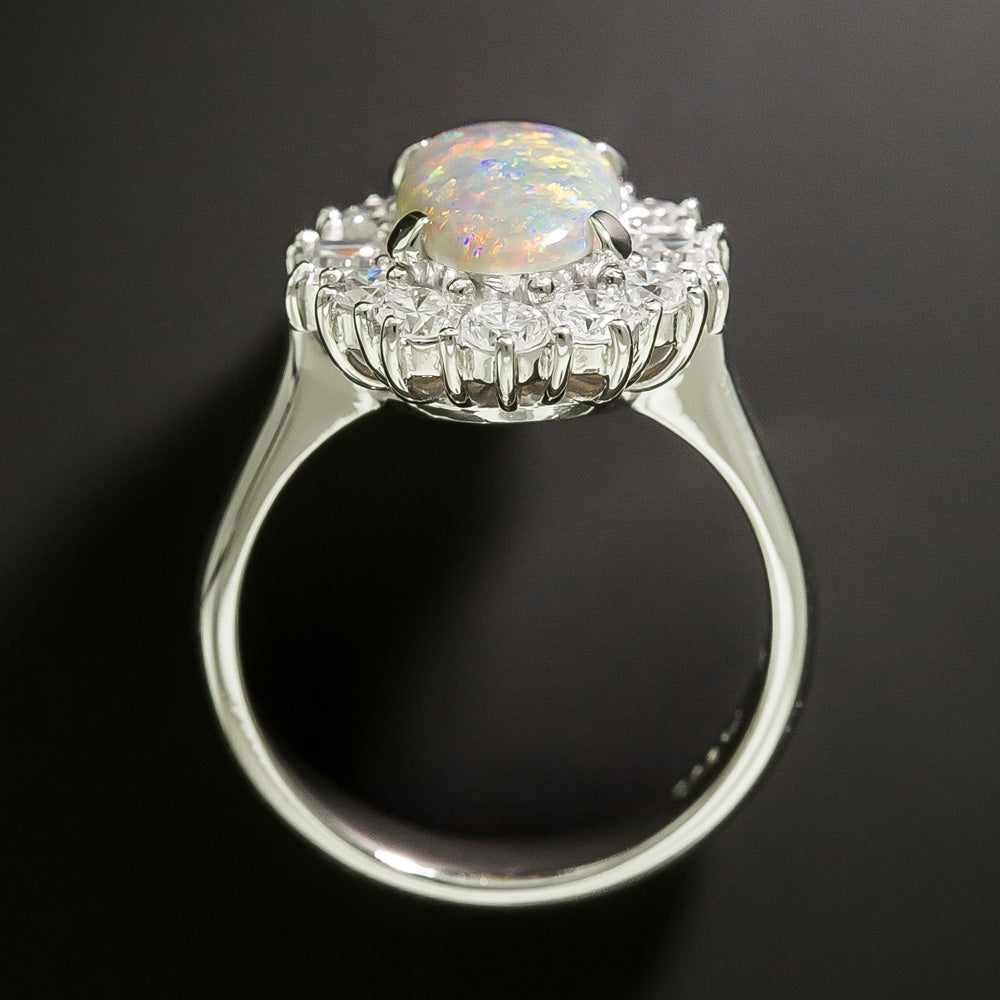 Estate Opal and Diamond Halo Ring - 5