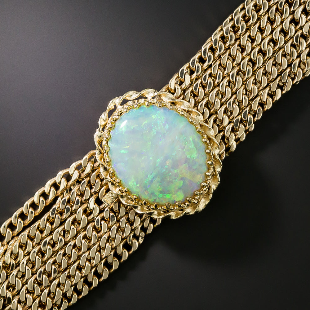 Estate Opal Multistrand Gold Chain Bracelet - 3