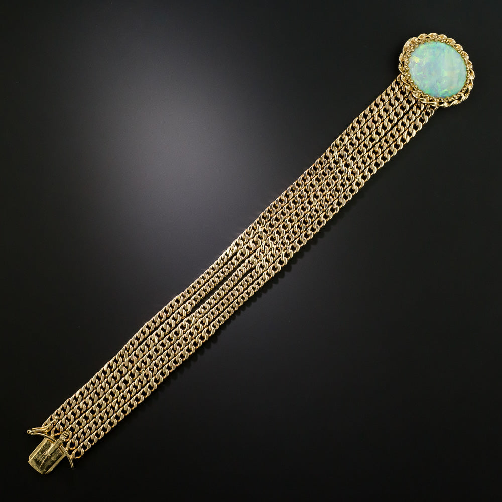 Estate Opal Multistrand Gold Chain Bracelet - 4