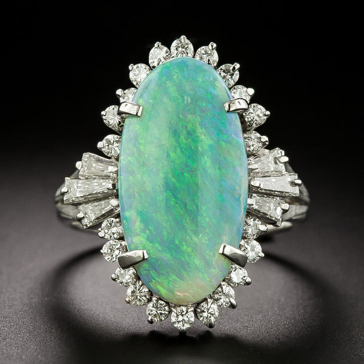 Estate Opal with Diamond Halo Ring