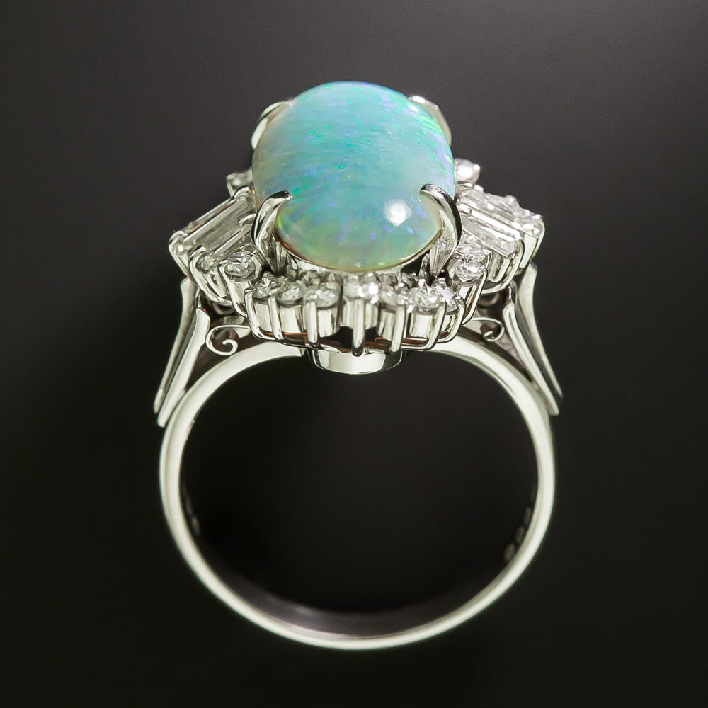 Estate Opal with Diamond Halo Ring - 5