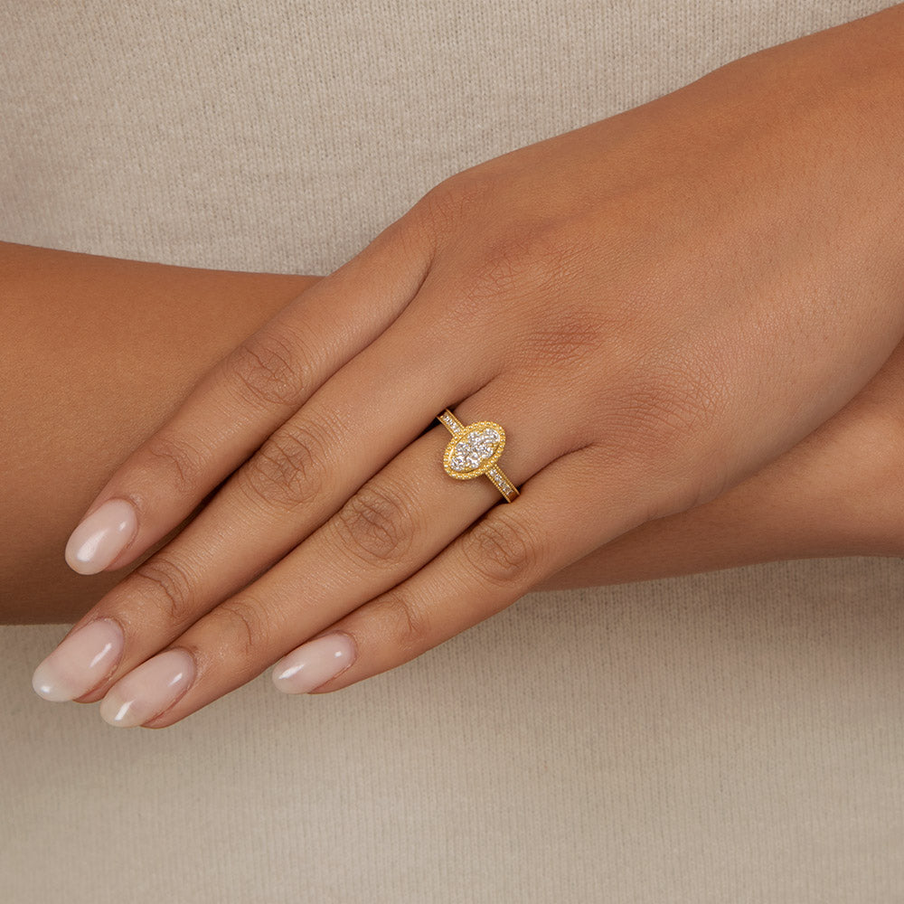 Estate Oval Diamond Cluster Ring - 5