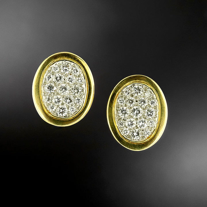 Estate Oval Pavé Diamond Earrings