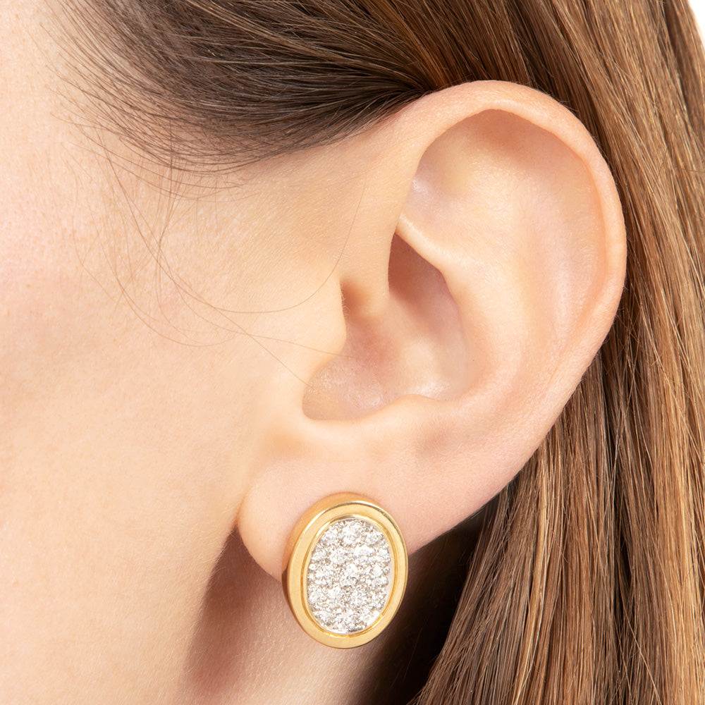 Estate Oval Pavé Diamond Earrings  - 6