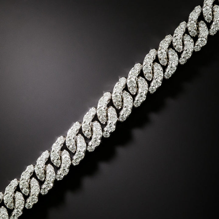 Estate Pavé Diamond Curb Link Bracelet, Italian