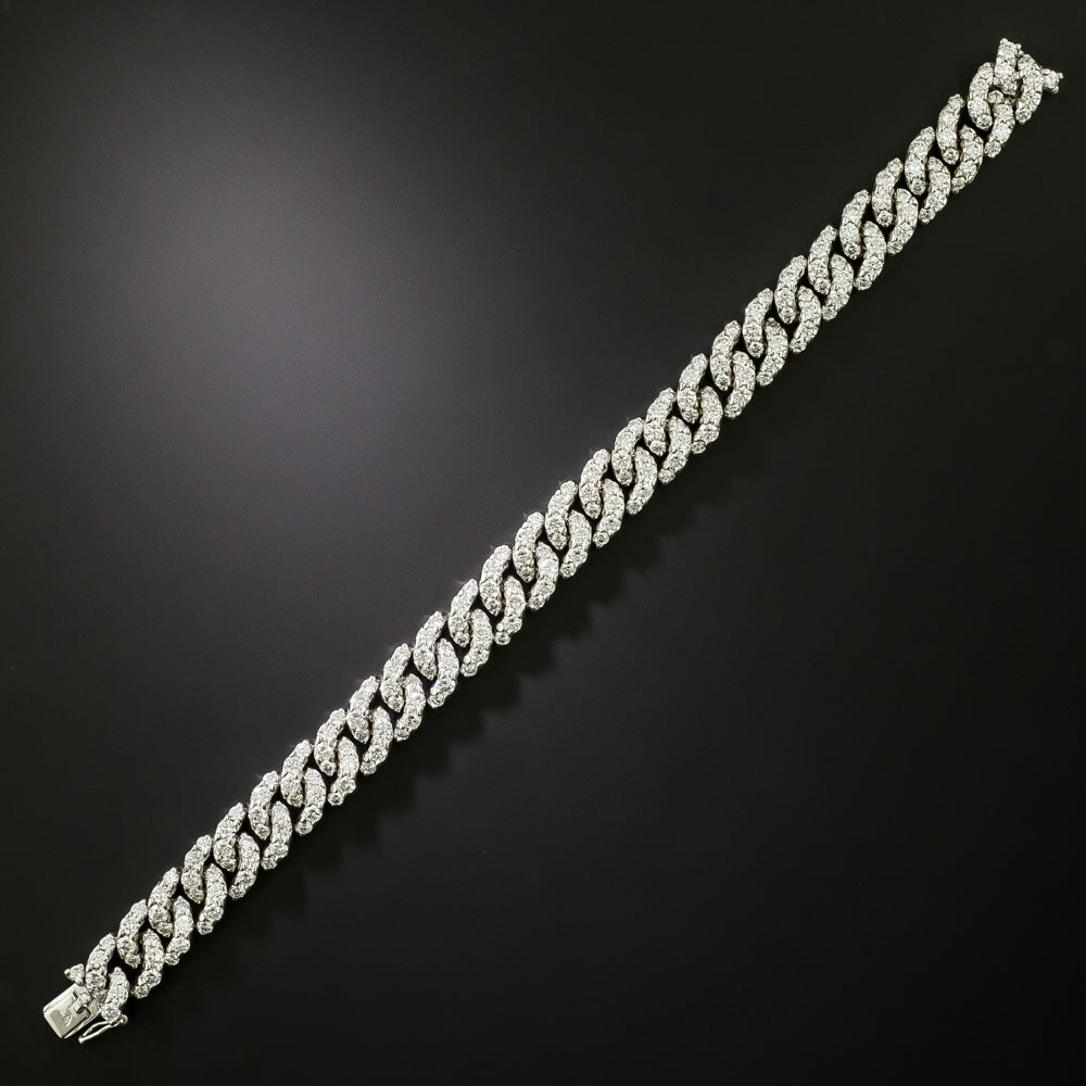 Estate Pavé Diamond Curb Link Bracelet, Italian - 3