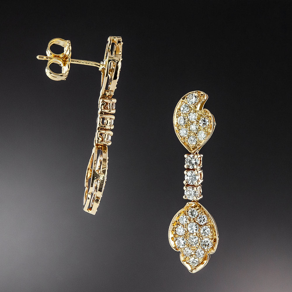 Estate Pavé Diamond Drop Earrings - 2