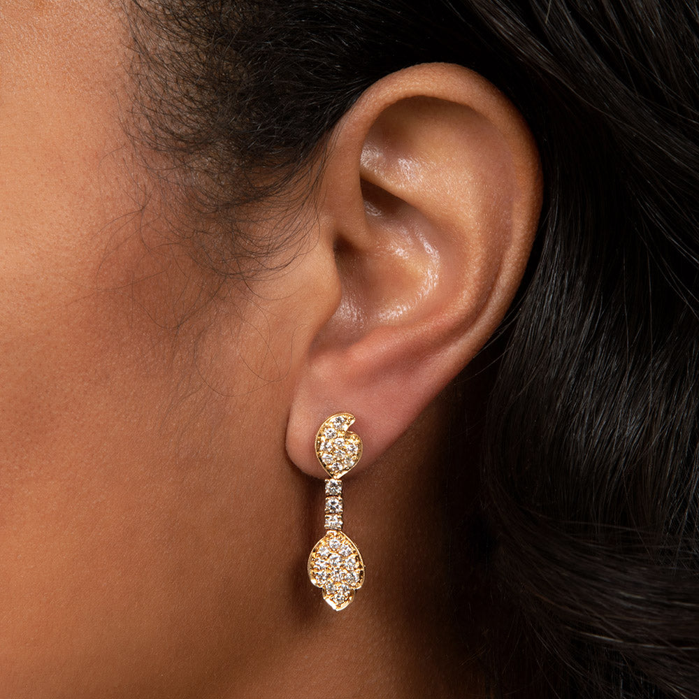 Estate Pavé Diamond Drop Earrings - 3