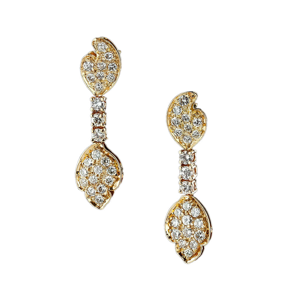 Estate Pavé Diamond Drop Earrings - 3