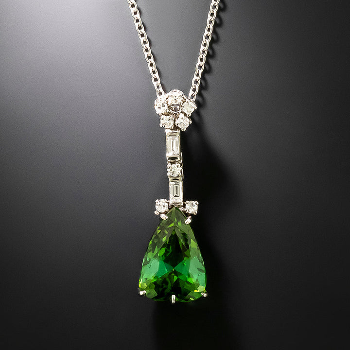 Estate Pear-Shaped Tourmaline and Diamond Necklace