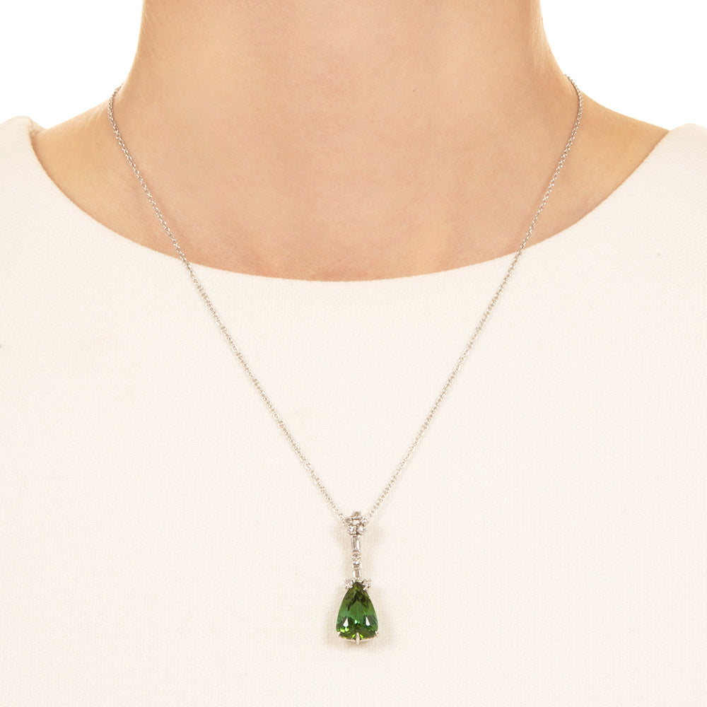 Estate Pear-Shaped Tourmaline and Diamond Necklace - 3