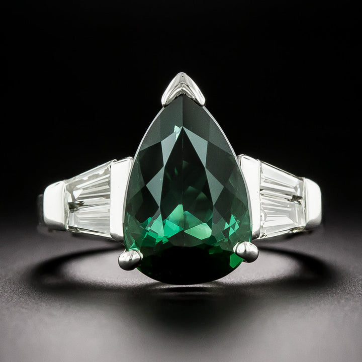 Estate Pear-Shaped Tourmaline and Diamond Ring