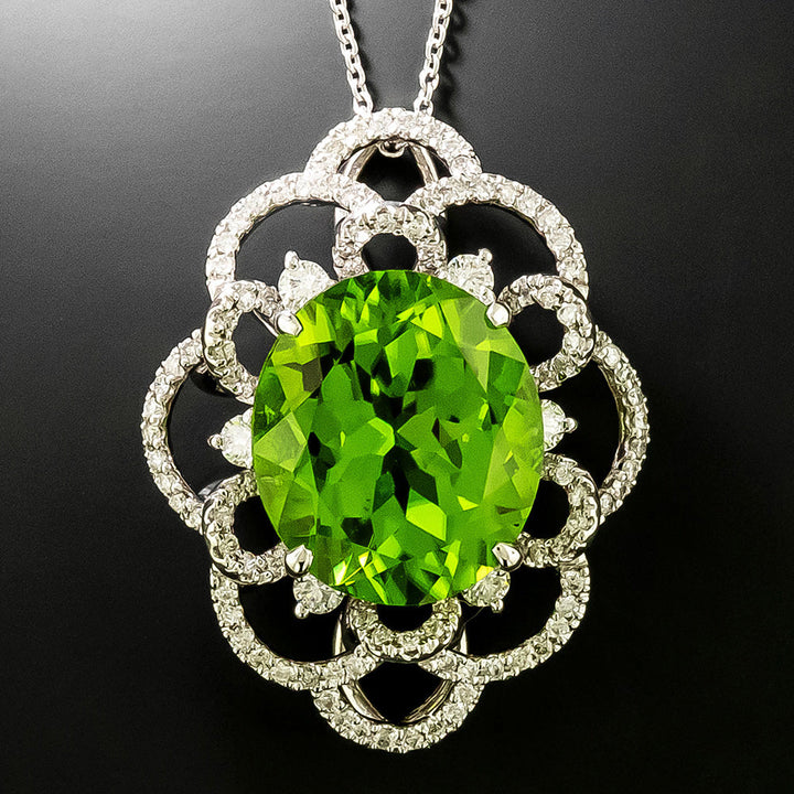Estate Peridot and Diamond Pendant