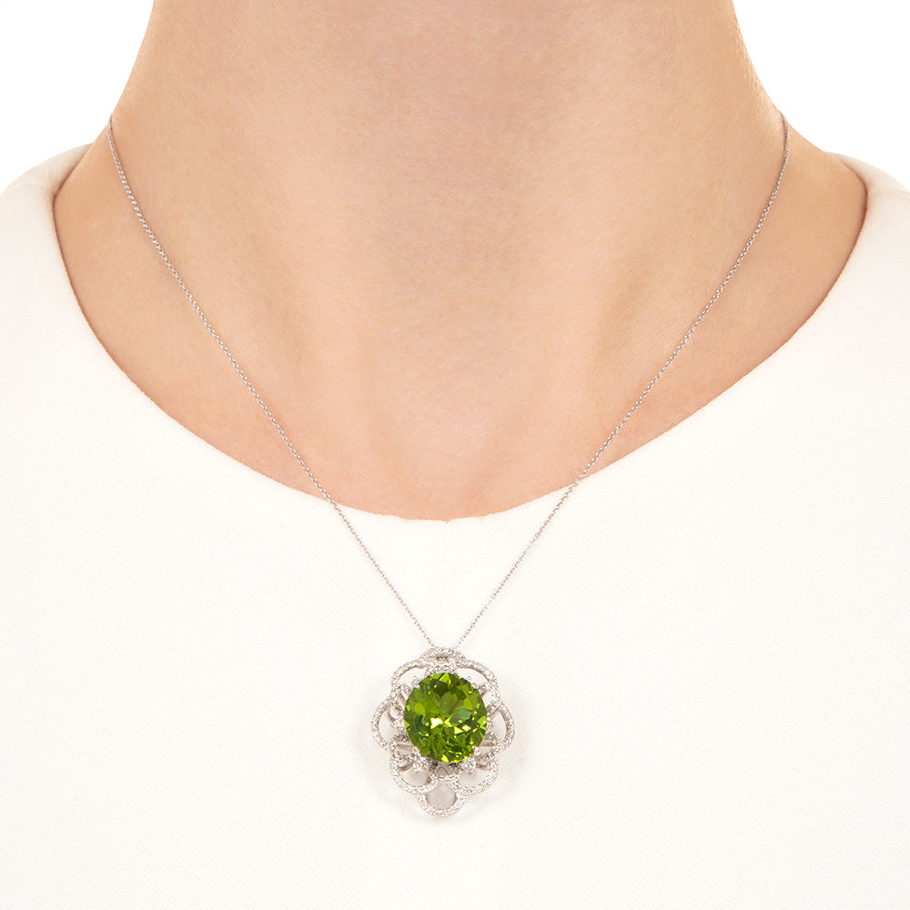 Estate Peridot and Diamond Pendant - 6