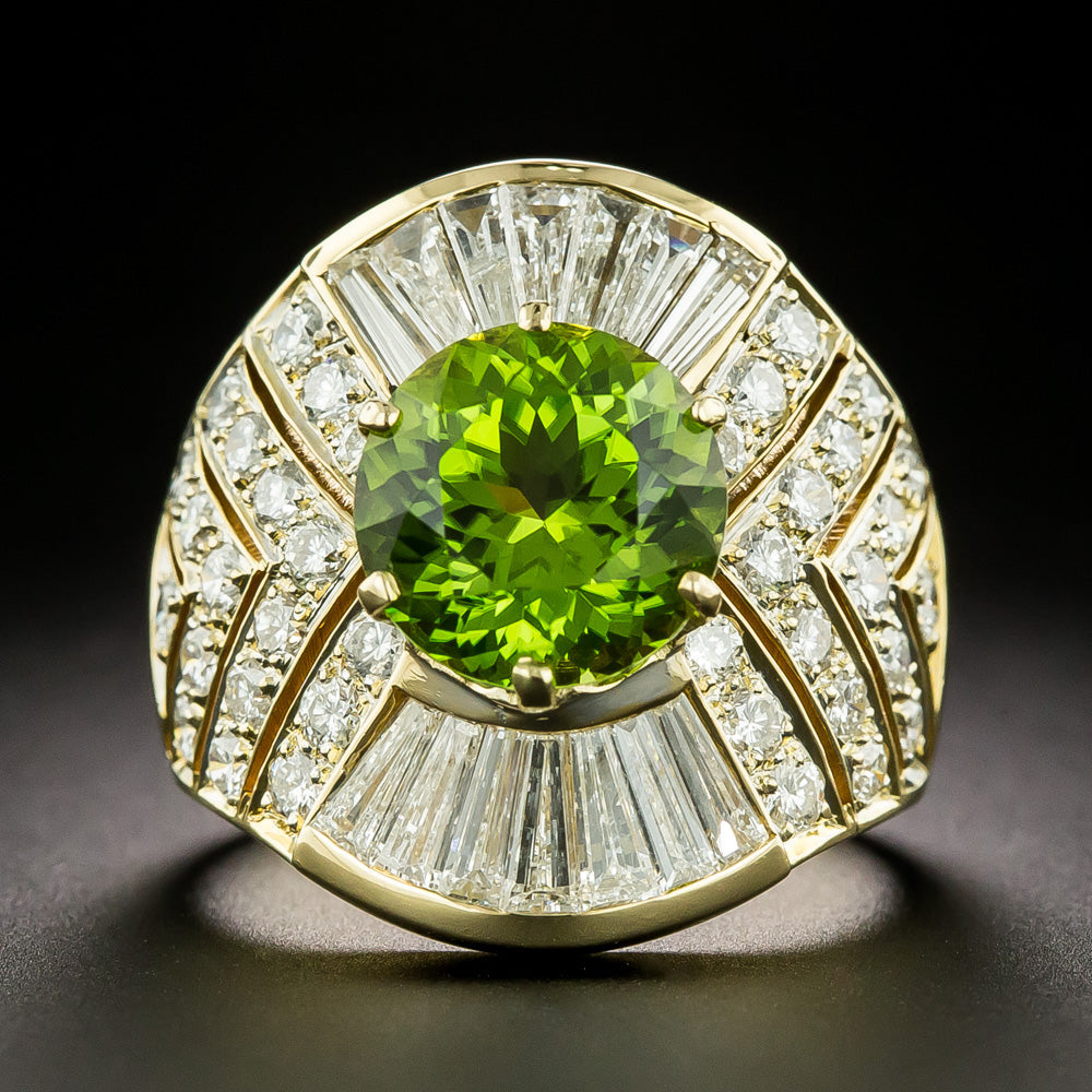 Estate Peridot and Diamond Ring - 2