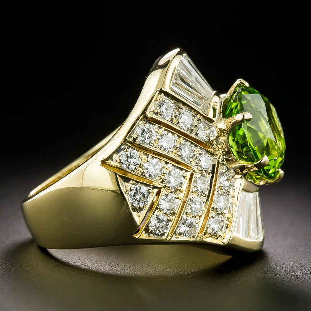Estate Peridot and Diamond Ring - 3