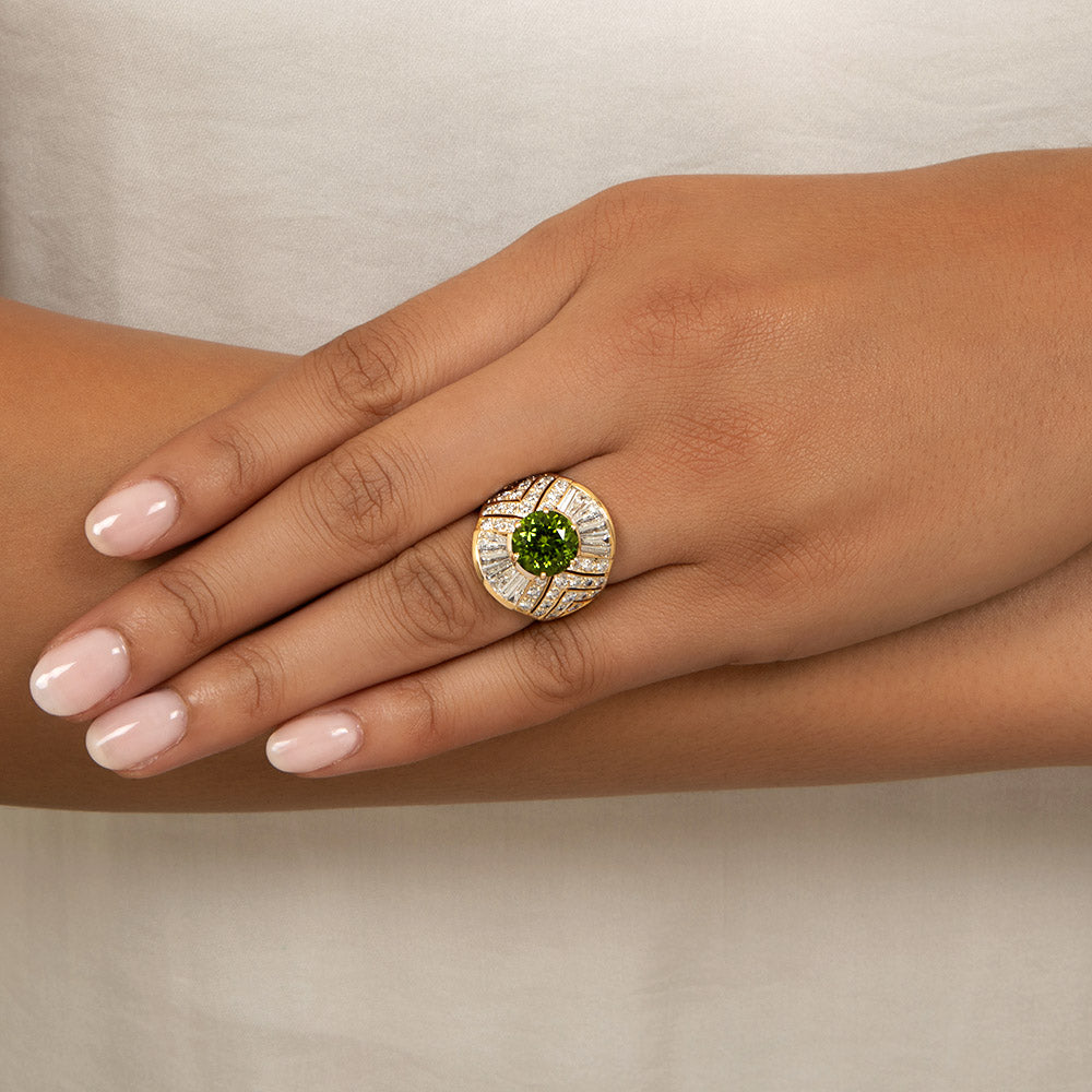 Estate Peridot and Diamond Ring - 5