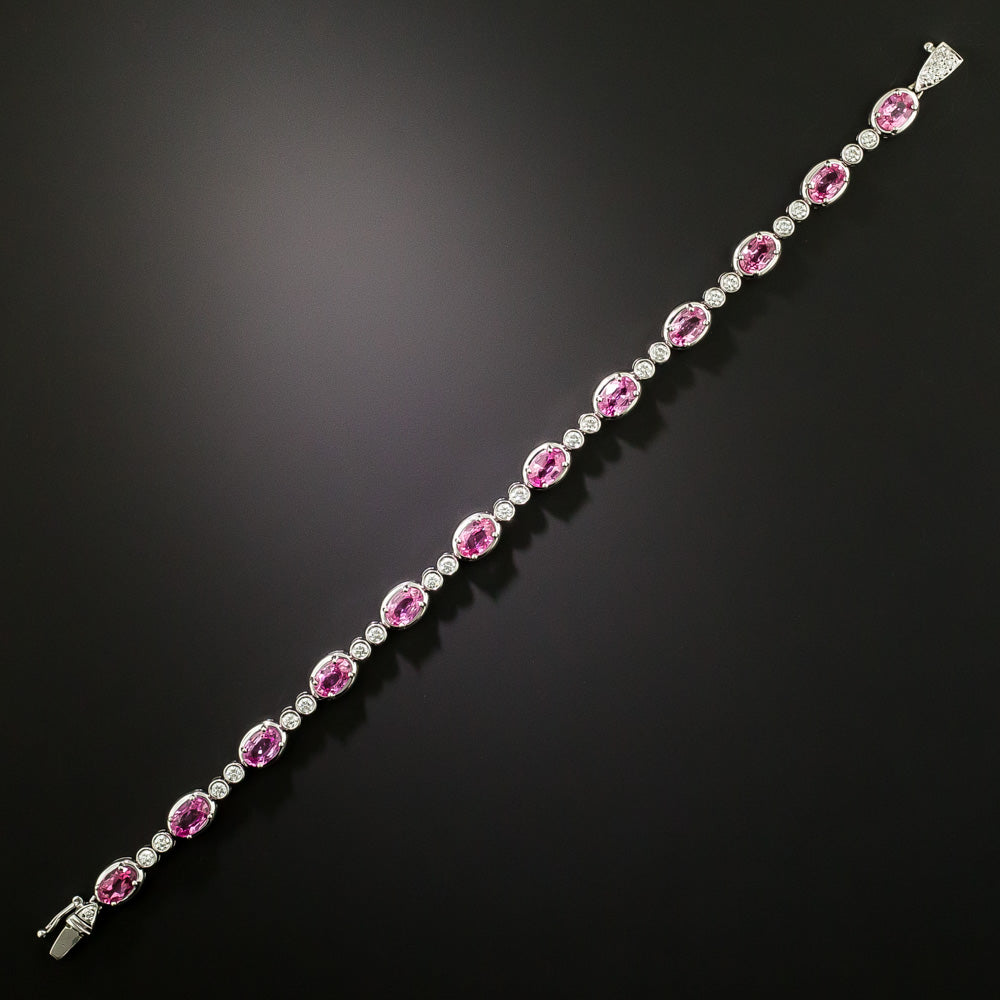 Estate Pink Sapphire and Diamond Bracelet - 4