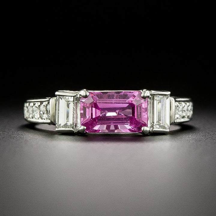 Estate Pink Sapphire and Diamond Ring - GIA