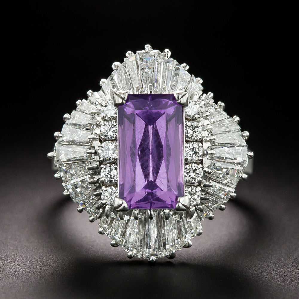 Estate Purple Spinel and Diamond Ballerina Ring - 2