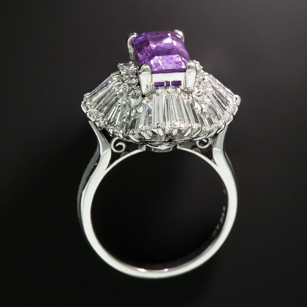 Estate Purple Spinel and Diamond Ballerina Ring - 4