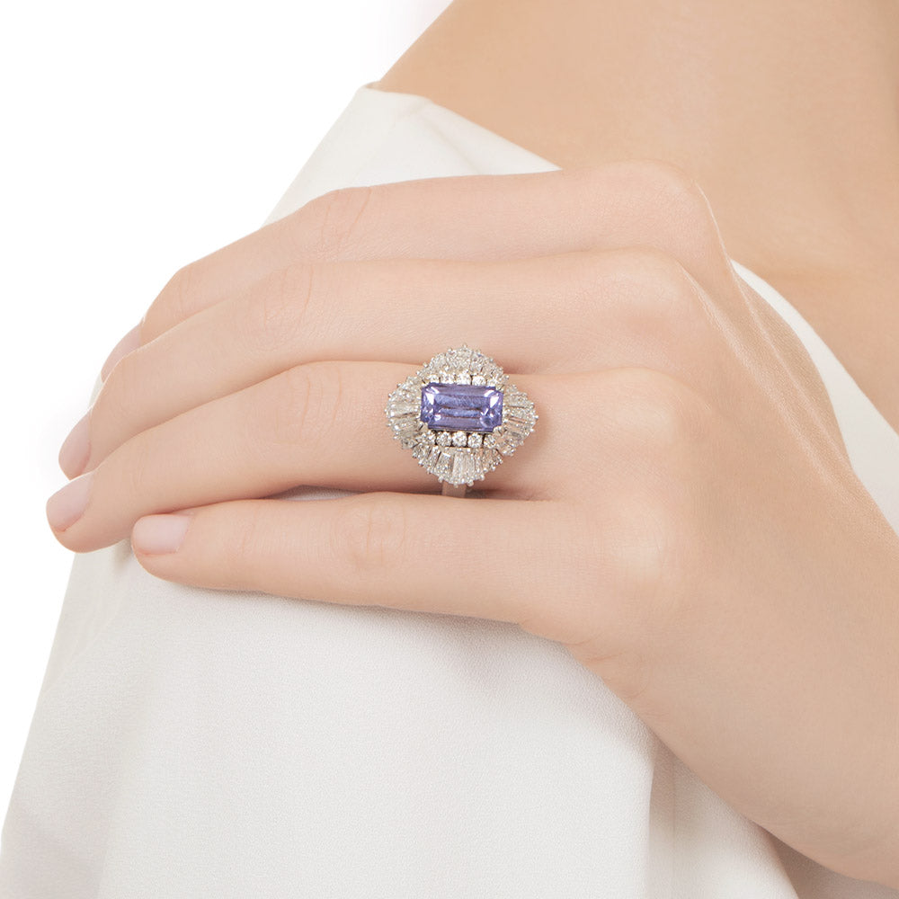 Estate Purple Spinel and Diamond Ballerina Ring - 5