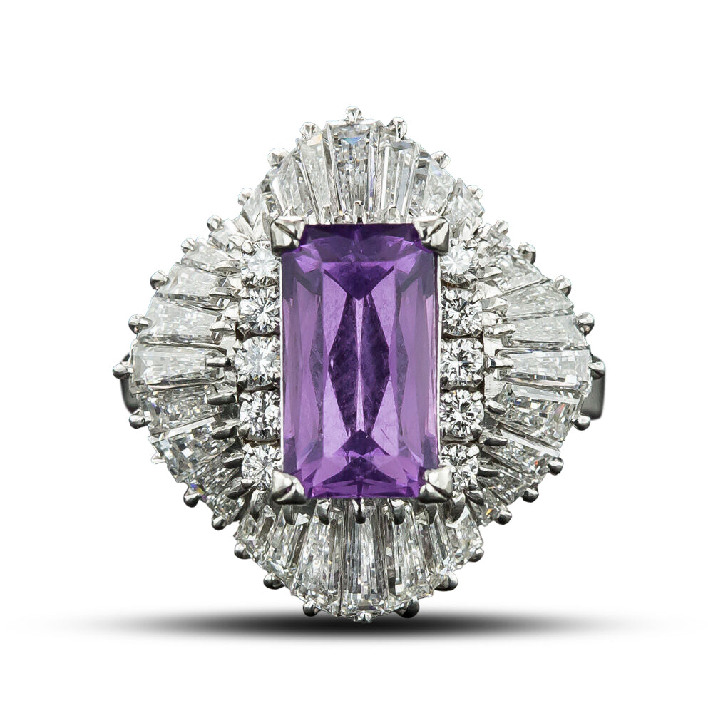Estate Purple Spinel and Diamond Ballerina Ring - 4