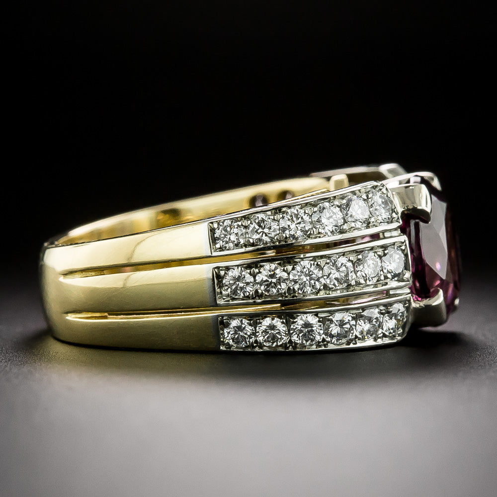 Estate Rhodolite Garnet and Diamond Ring - 3