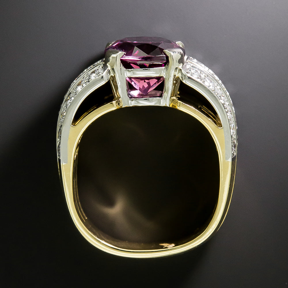 Estate Rhodolite Garnet and Diamond Ring - 4