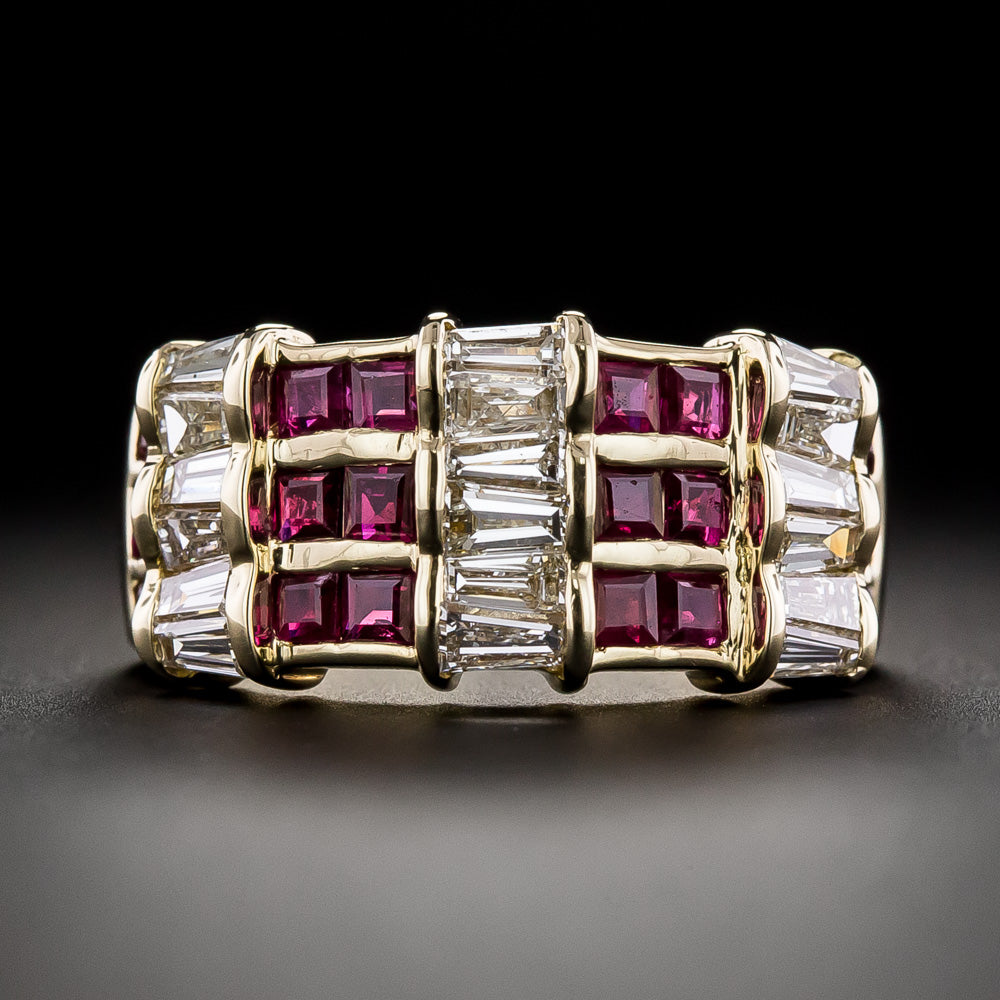 Estate Ruby and Diamond Band Ring - 3