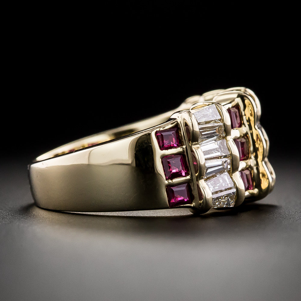 Estate Ruby and Diamond Band Ring - 4