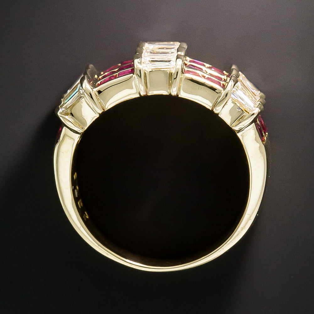 Estate Ruby and Diamond Band Ring - 5