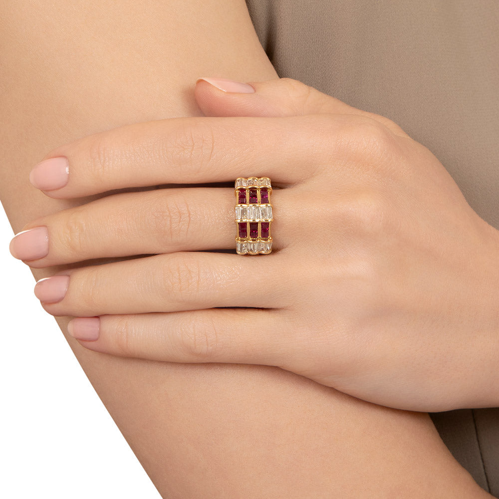 Estate Ruby and Diamond Band Ring - 6