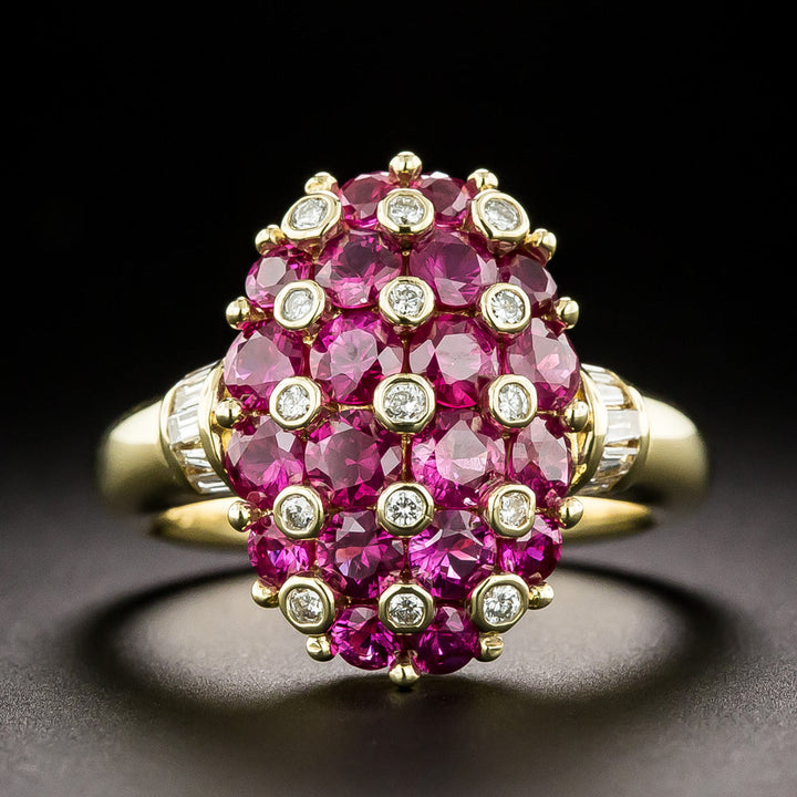 Estate Ruby and Diamond Cluster Ring