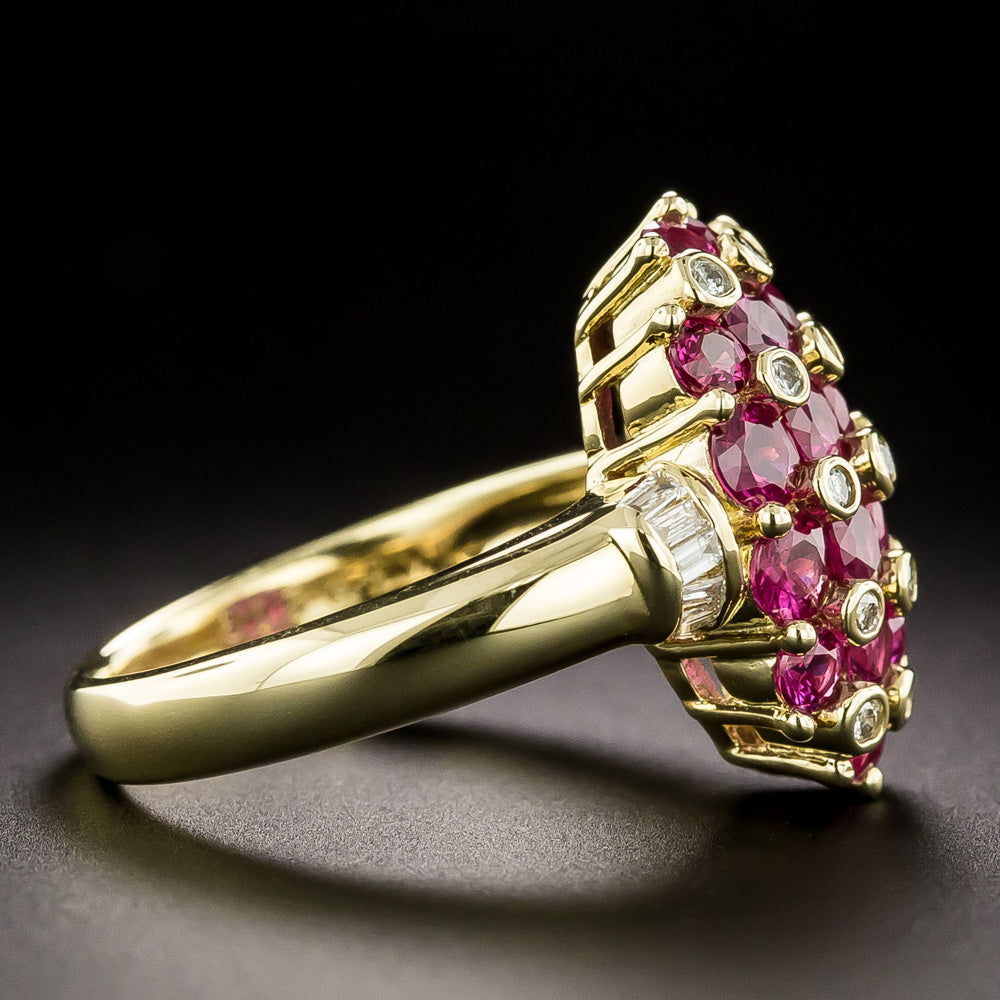 Estate Ruby and Diamond Cluster Ring - 4