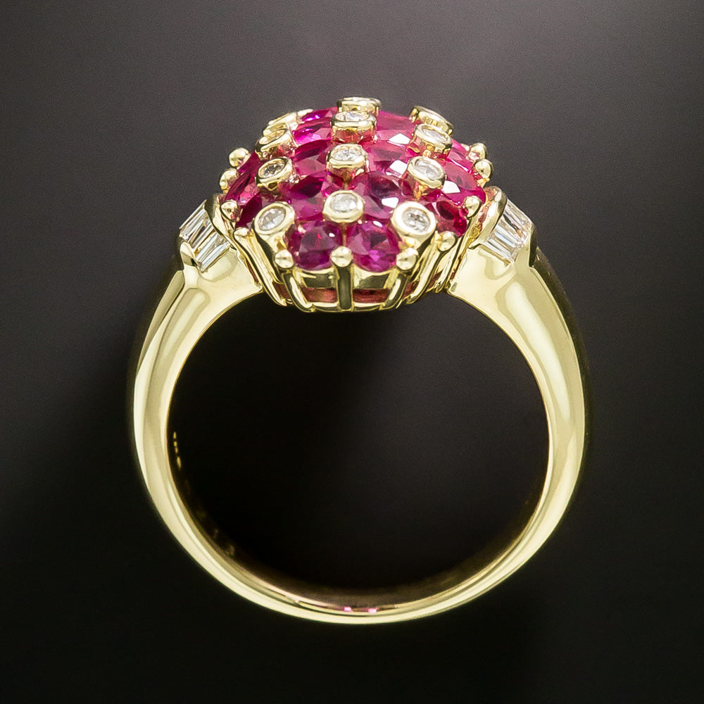 Estate Ruby and Diamond Cluster Ring - 5