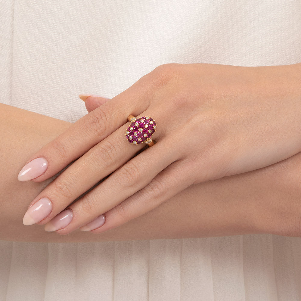 Estate Ruby and Diamond Cluster Ring - 6