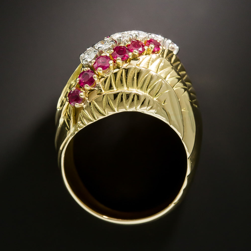 Estate Ruby and Diamond Cocktail Ring  - 5