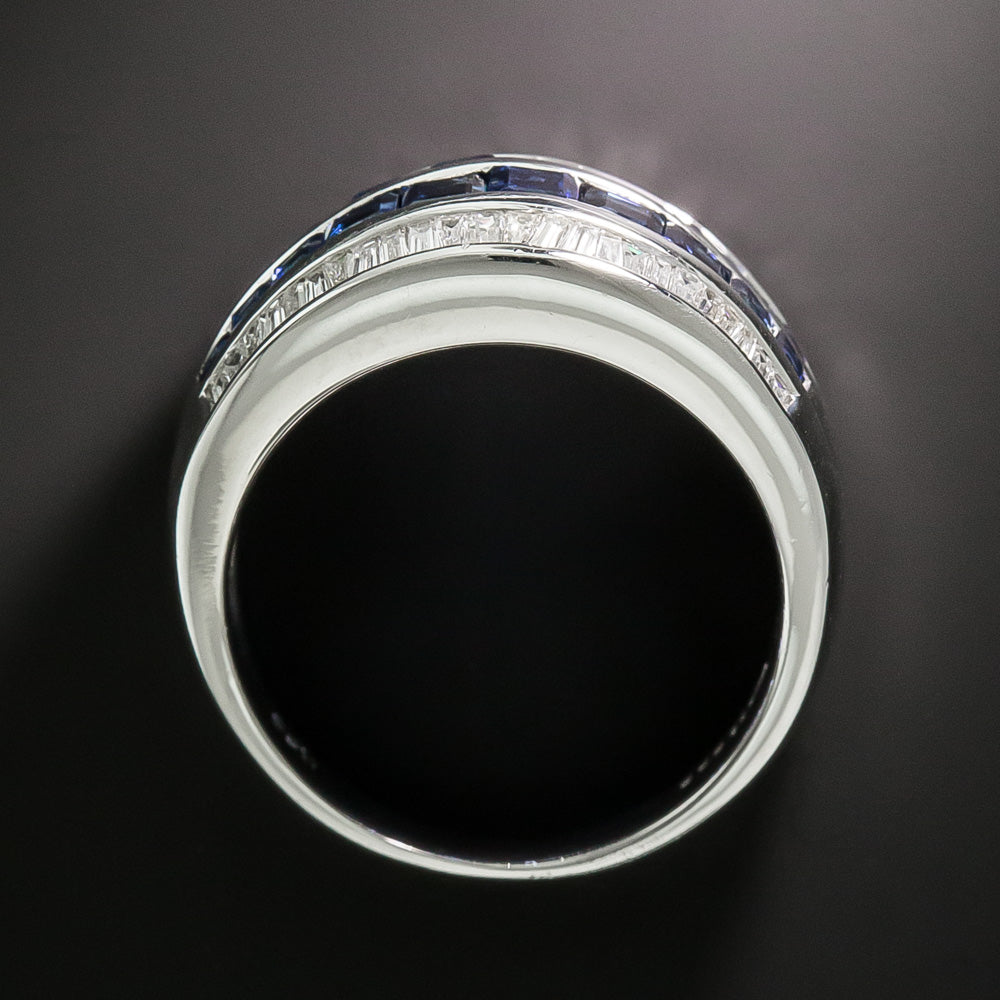 Estate Sapphire and Baguette Diamond Band Ring - 4