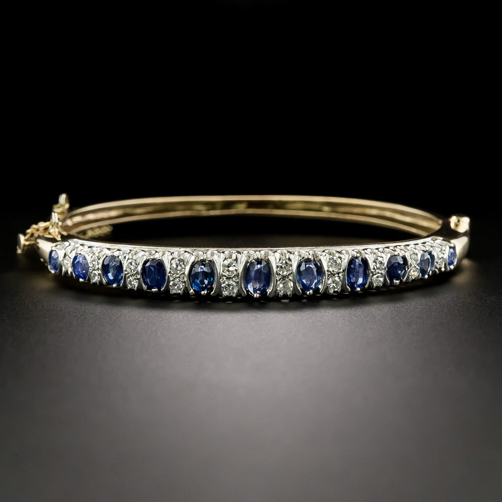 Estate Sapphire and Diamond Bangle Bracelet - 3